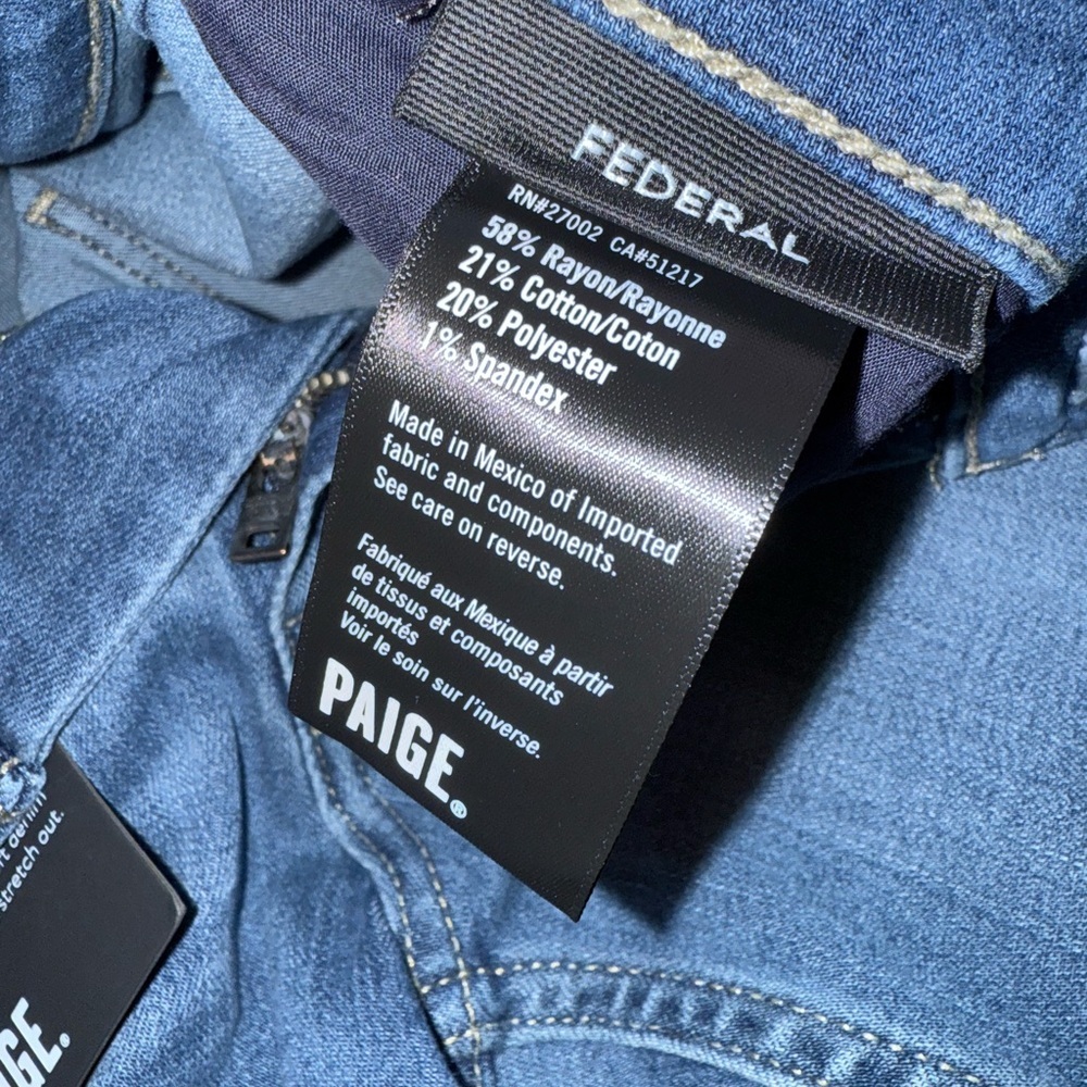 PAIGE Federal Transcend Slim Straight Jeans 38x33.5 NWT - Picture 6 of 12